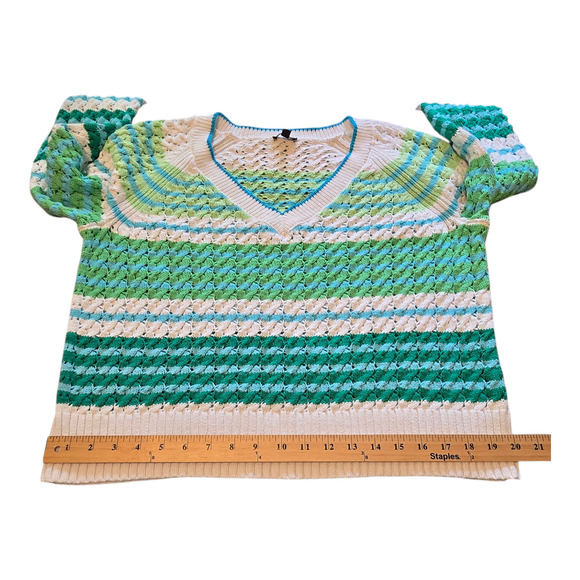 Talbots Womens Striped 100% Cotton Sweater Size Large Beachy Coastal Preppy - Picture 12 of 12